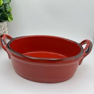 Italian Red Ceramic Oval Casserole Dish Made in Italy Oven Proof Farmhouse